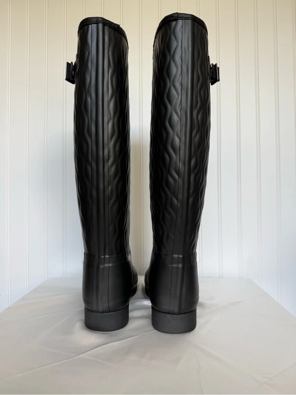 Hunter Refined Tall Vertical Quilt Rain Boots Black US 9